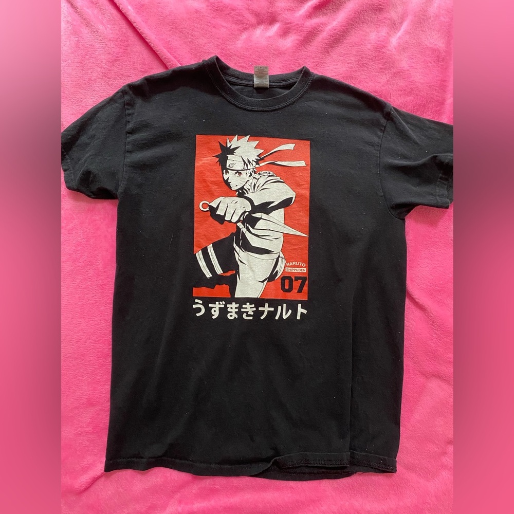 Unisex Naurto Medium (M) Black & Red T-Shirt